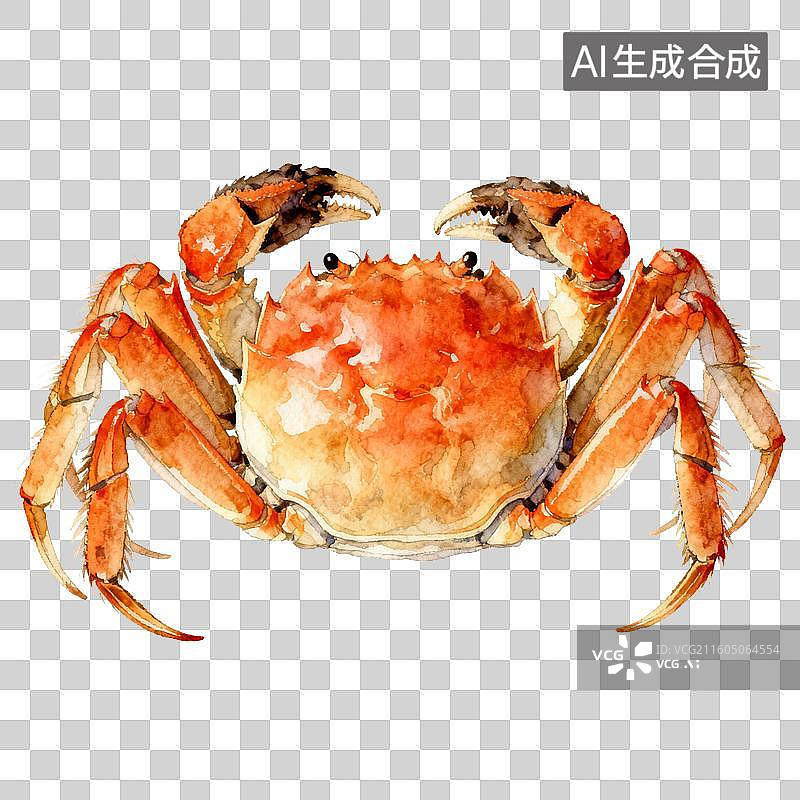 【AI数字艺术】水彩风格螃蟹插画图片素材