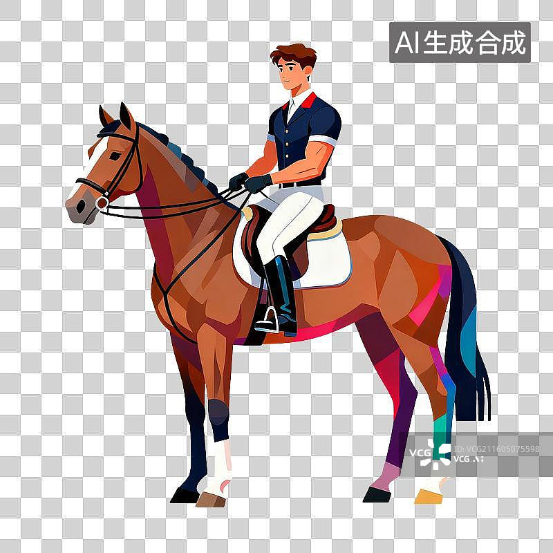 【AI数字艺术】男性骑手骑马运动场景图片素材