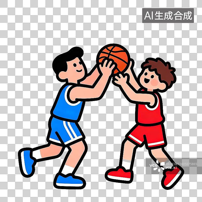 【AI数字艺术】两个男孩打篮球场景图片素材