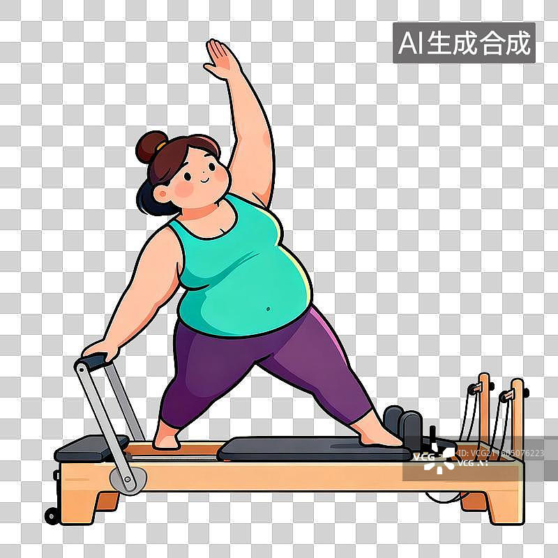 【AI数字艺术】大码女性进行普拉提训练图片素材