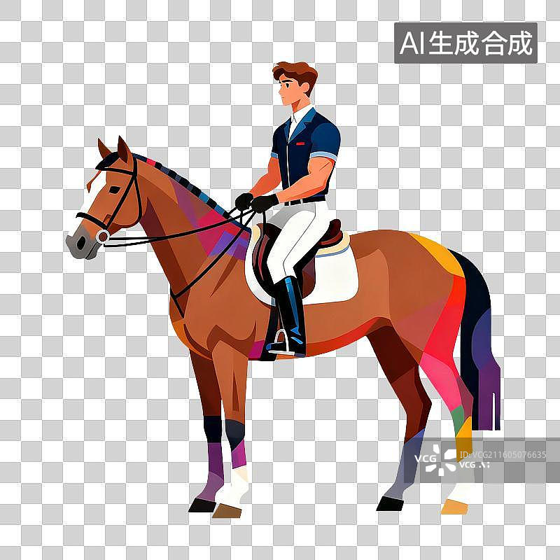 【AI数字艺术】男子骑马参与马术运动图片素材