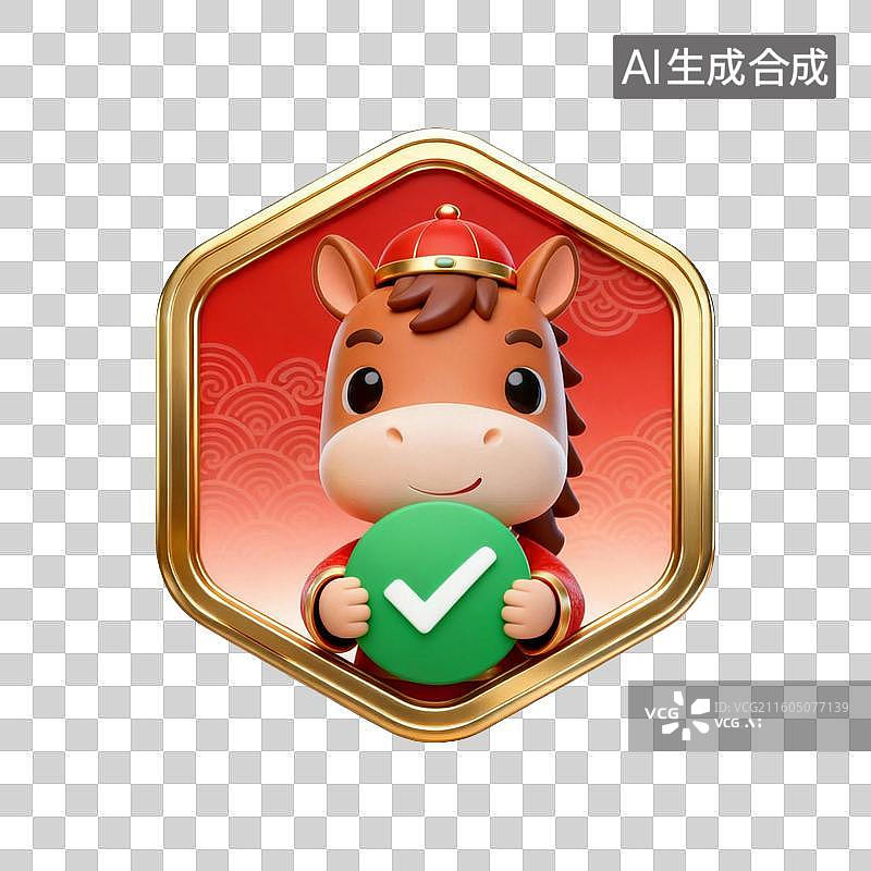 【AI数字艺术】国潮生肖马徽章系列营销素材：通过正确标记图片素材