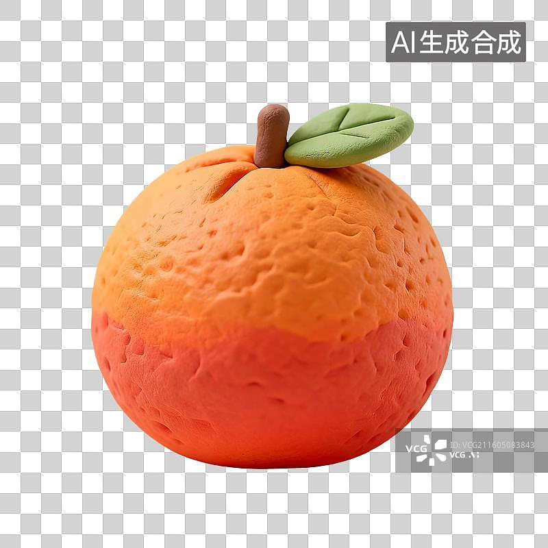 【AI数字艺术】3D渲染，粘土风卡通水果，橙子，橘子，水果，沃柑，砂糖橘，春节新年，传统节日，免抠元素图片素材