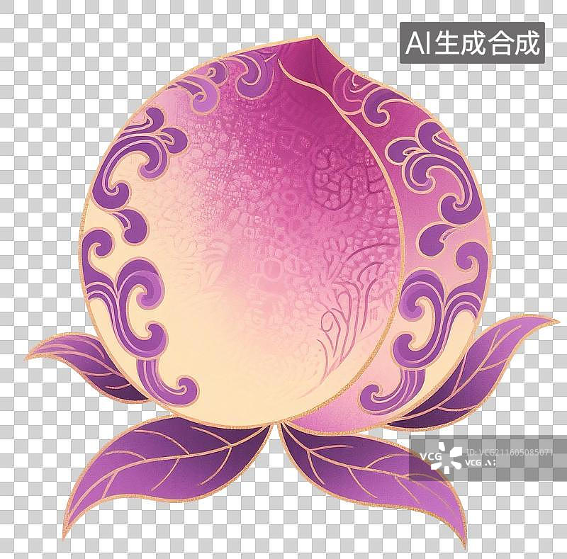 【AI数字艺术】国风手绘插画，水果，桃子，水蜜桃，白桃，仙桃，寿桃，免抠元素图片素材