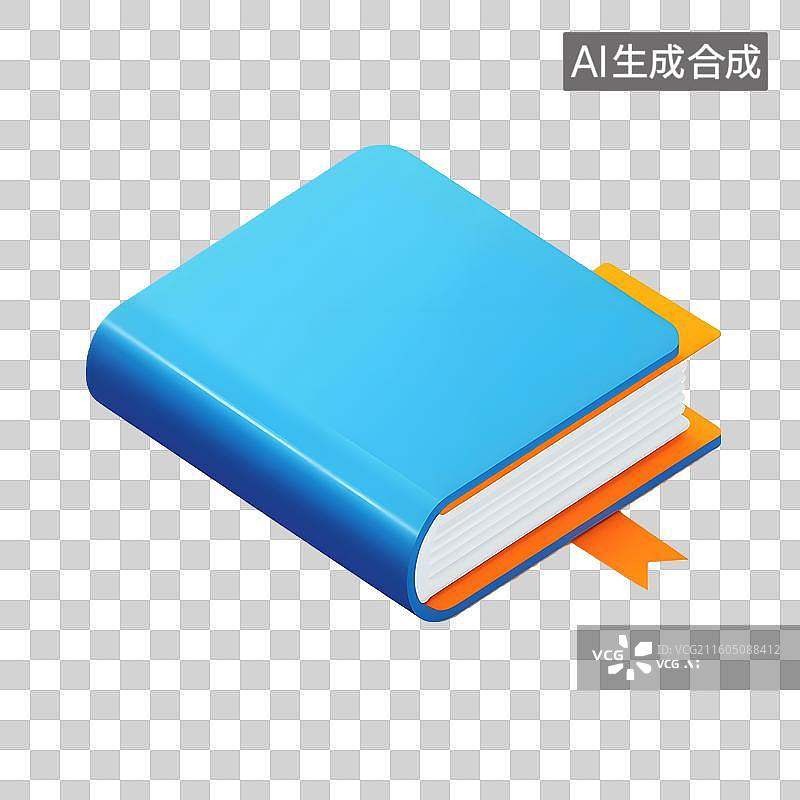 【AI数字艺术】蓝橙立体书籍图标图片素材