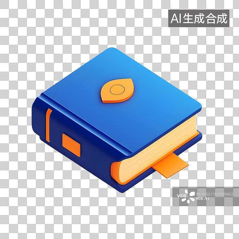 【AI数字艺术】蓝橙立体书籍图标图片素材