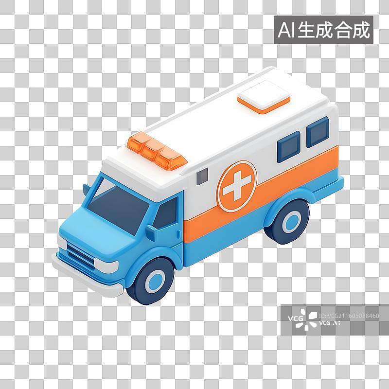 【AI数字艺术】医疗急救救护车插画素材图片素材