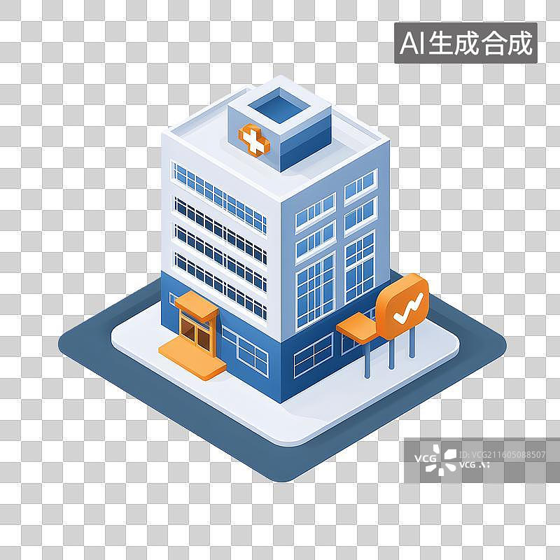 【AI数字艺术】医疗场所医院建筑场景插画素材图片素材