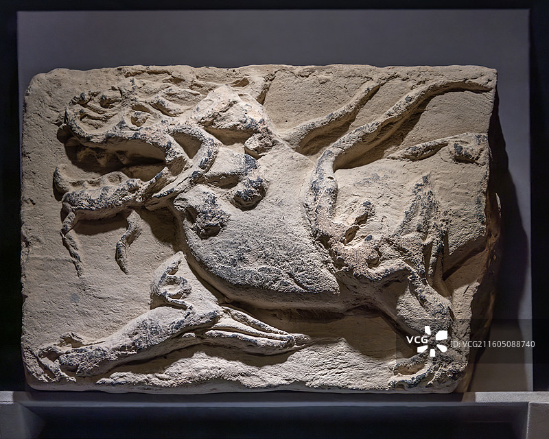 中国美术馆-墨韵文脉-甘肃丝路艺术珍品展-狮吼砖-五代-敦煌研究院藏图片素材