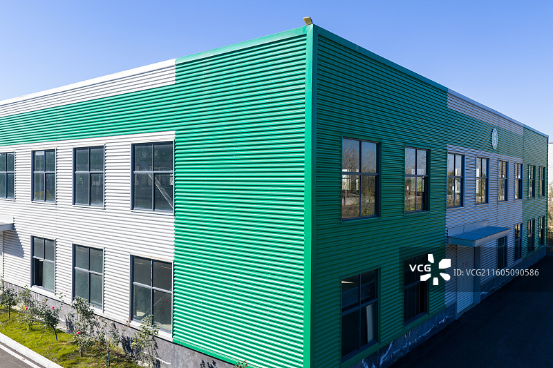 河南、周口、商水、工业区、绿色色块、几何装饰、厂房、外立面图片素材