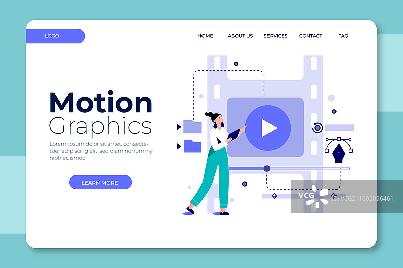 扁平化动态图形登陆页面模板图片素材