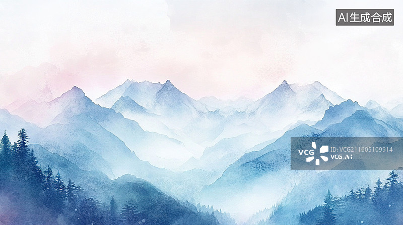 【AI数字艺术】国风水墨山水画图片素材