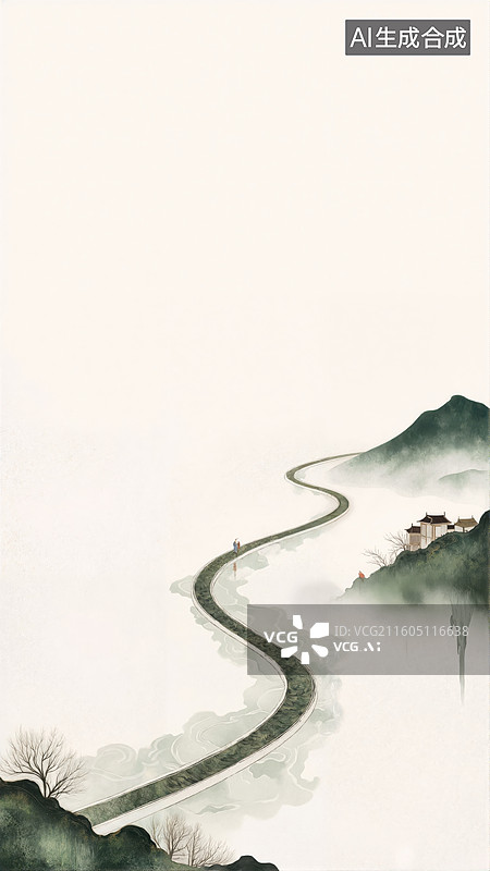 【AI数字艺术】山水长卷图片素材