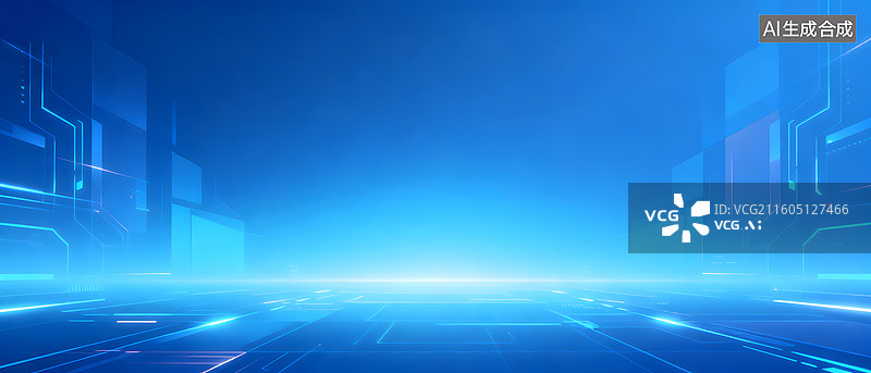 【AI数字艺术】蓝色科技感未来空间通道图片素材