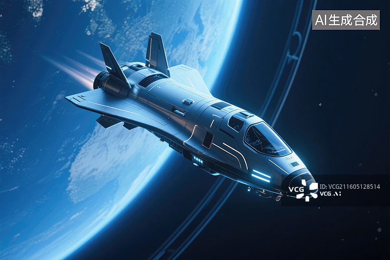 【AI数字艺术】太空中飞行的航天飞机图片素材