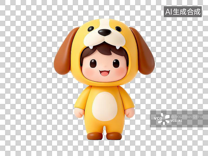 【AI数字艺术】3D 十二生肖狗卡通男孩免抠设计素材图片素材