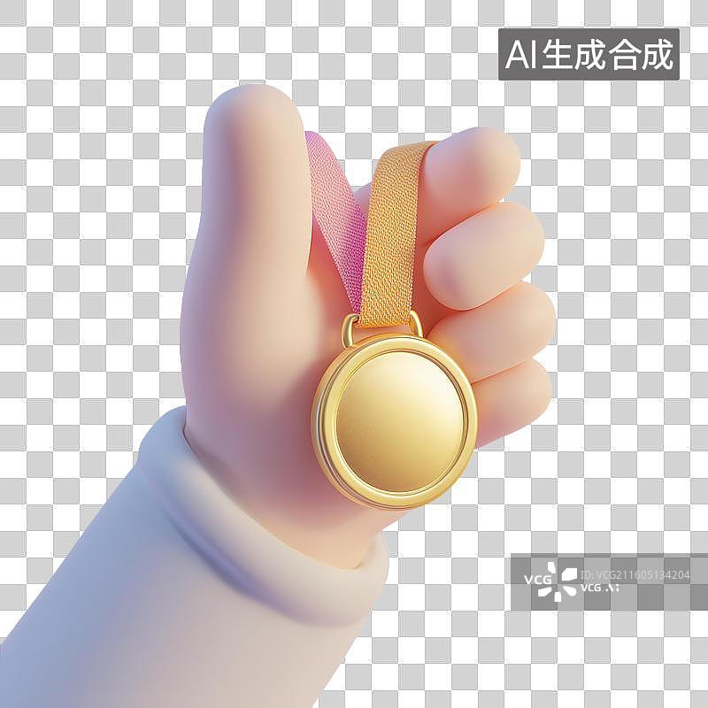 【AI数字艺术】手持金牌3D场景图片素材