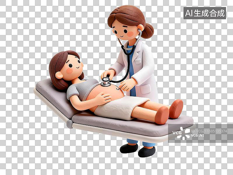 【AI数字艺术】3D检查，产前护理，医生，超声波，孕检图片素材