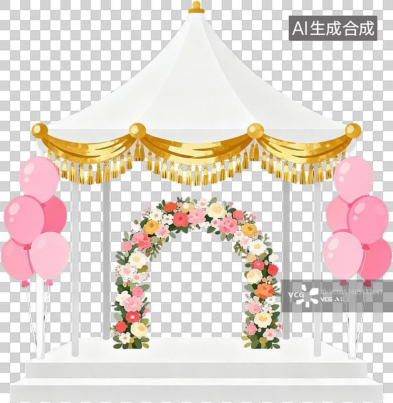 【AI数字艺术】2D卡通插画西式风格西式婚礼结婚插画元素图片素材