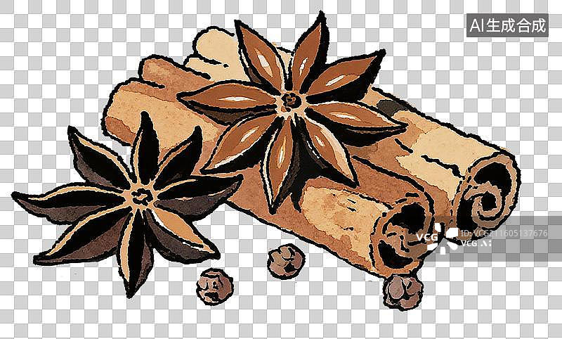 【AI数字艺术】八角桂皮花椒调料图片素材