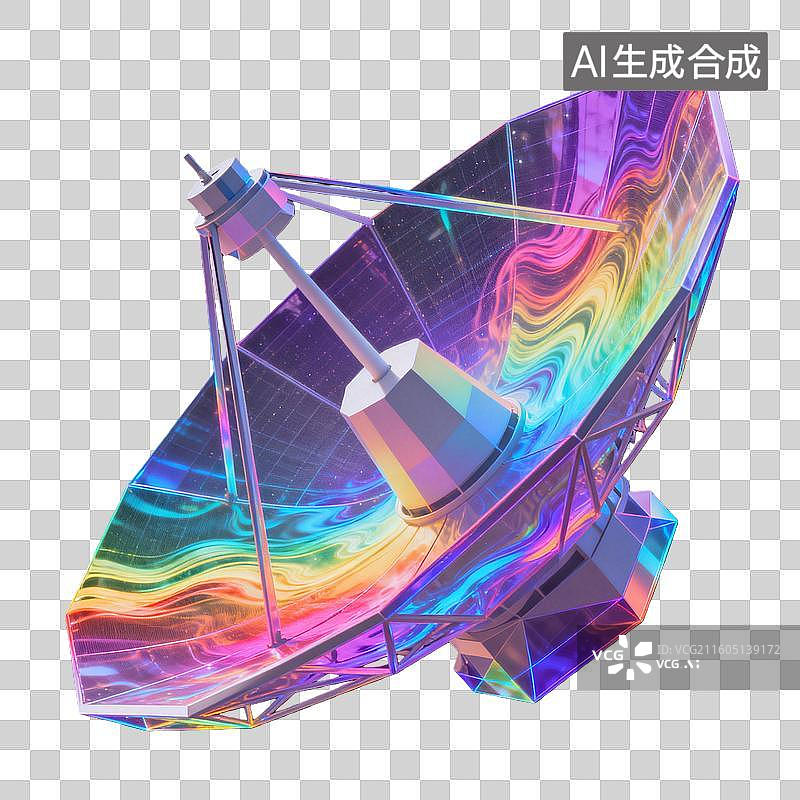 【AI数字艺术】卫星信号彩色镭射流体科技 元素图片素材