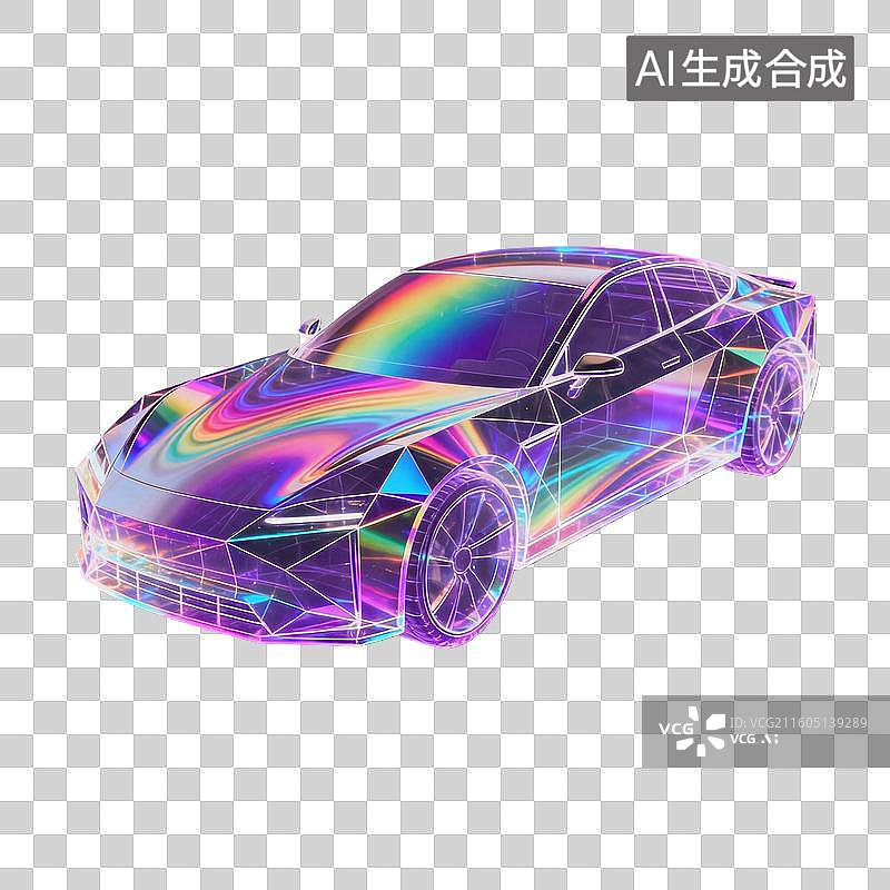 【AI数字艺术】新能源汽车彩色镭射流体科技 元素图片素材