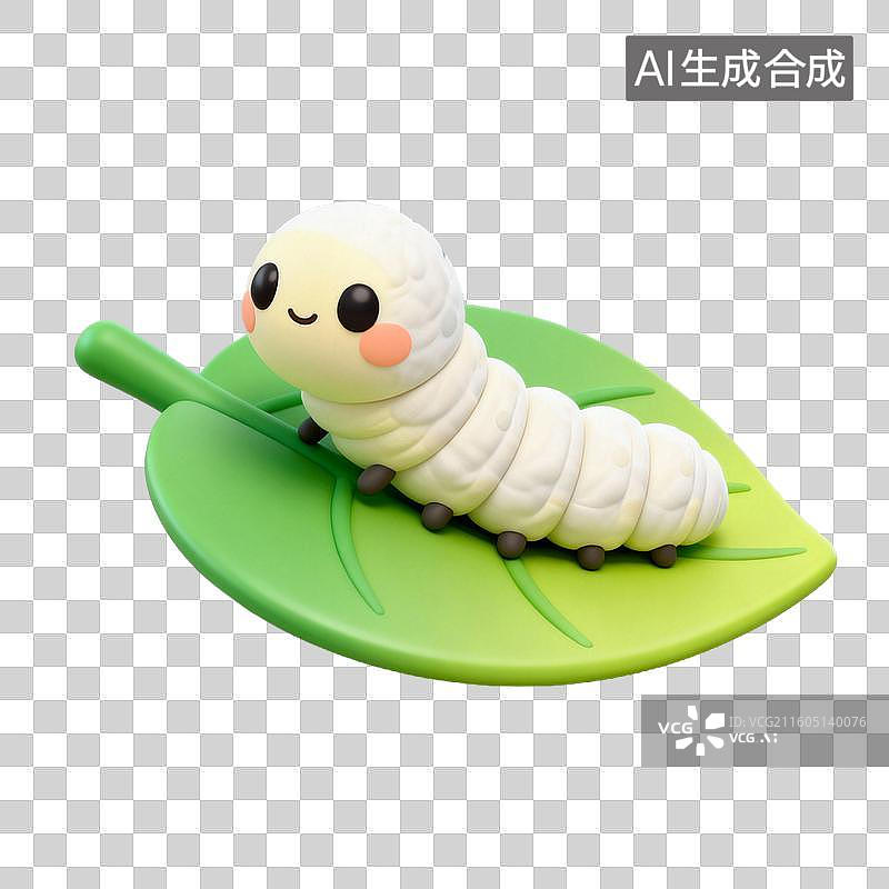 【AI数字艺术】3D拟物风格二十四节气夏天小满元素养蚕蚕宝宝图片素材