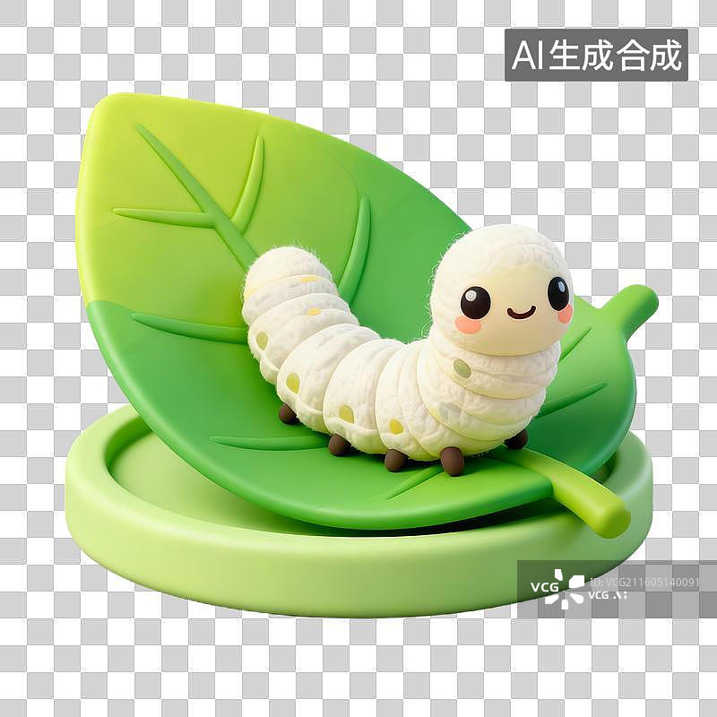 【AI数字艺术】3D拟物风格二十四节气夏天小满元素养蚕蚕宝宝图片素材