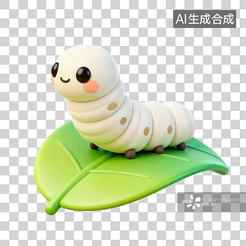 【AI数字艺术】3D拟物风格二十四节气夏天小满元素养蚕蚕宝宝图片素材
