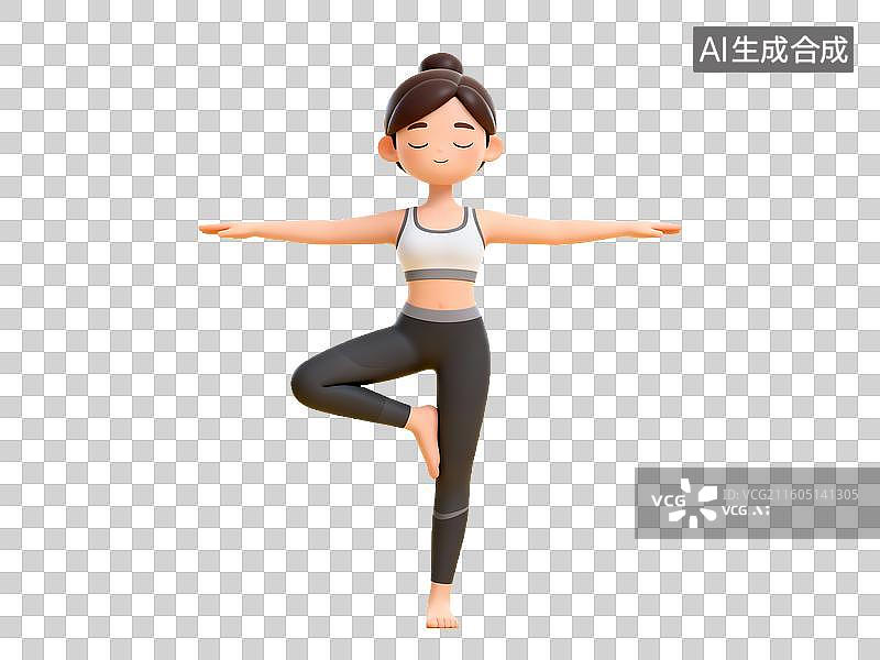 【AI数字艺术】3D 体育运动健身女性瑜伽免抠设计素材图片素材
