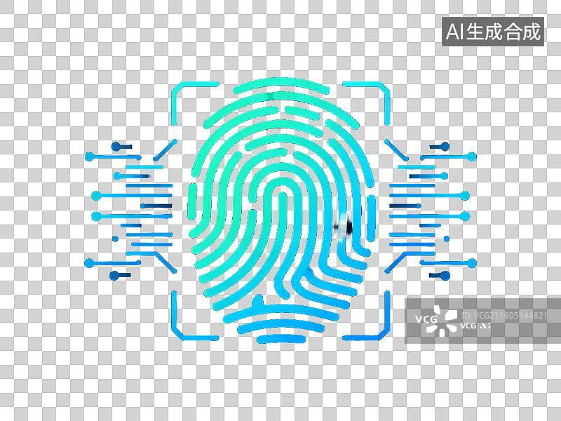 【AI数字艺术】3D 科技科幻指纹识别生物认证电路板免抠设计素材图片素材