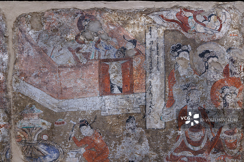 中国新疆柏孜克里克千佛洞壁画（金光明经变，11世纪）·俄罗斯圣彼得堡冬宫博物馆藏图片素材