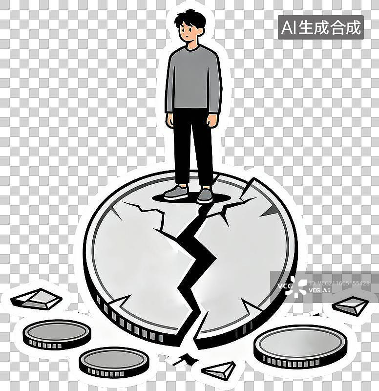 【AI数字艺术】金融危机经济衰退破产失败债务损失插画元素免抠图形图片素材