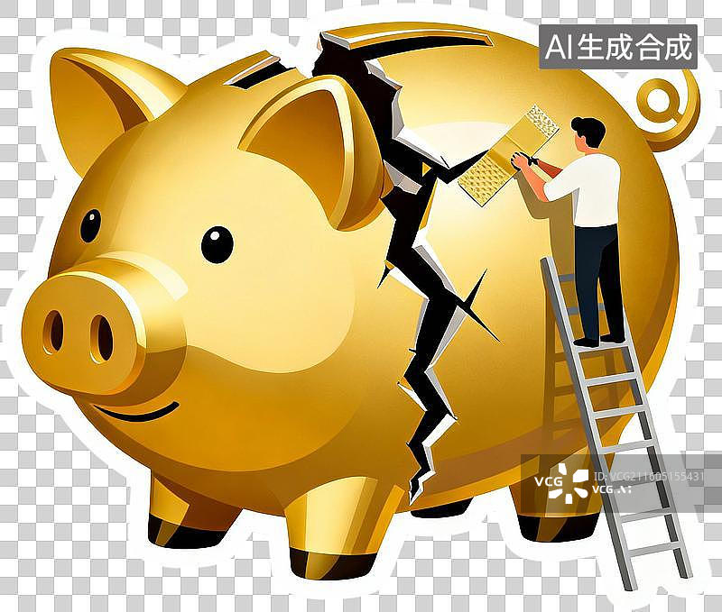 【AI数字艺术】金融危机经济衰退破产失败债务损失插画元素免抠图形图片素材