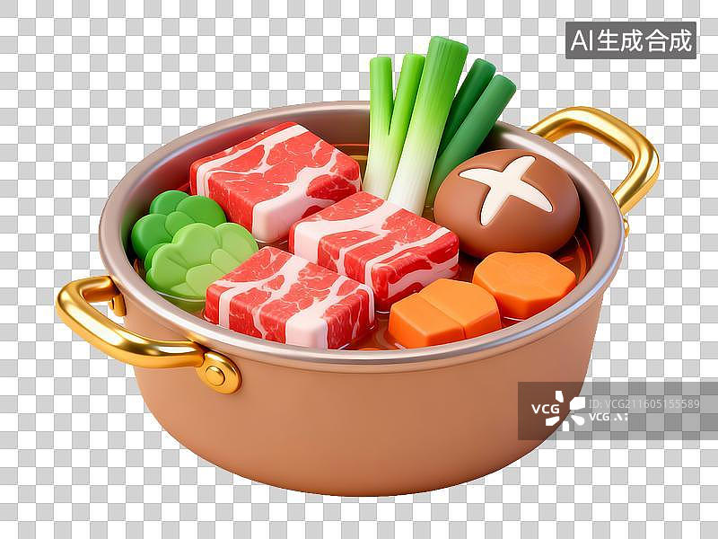 【AI数字艺术】美食 火锅中摆放的食材组合图片素材