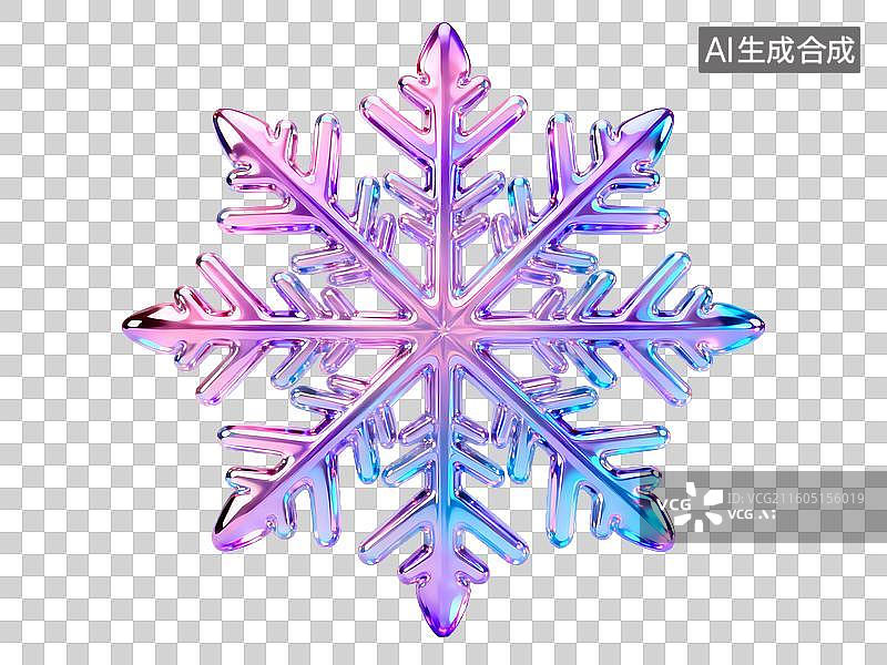 【AI数字艺术】彩色水晶雪花图案图片素材