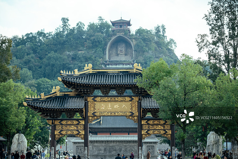 自贡荣县 荣县大佛 荣县大佛石窟图片素材