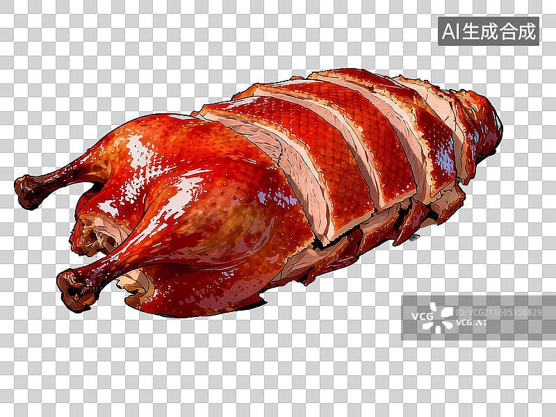【AI数字艺术】美食 烤鸭切片展示图片素材