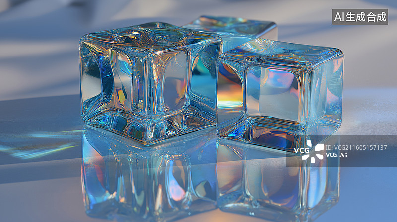 【AI数字艺术】玻璃水晶琉璃透明材质棱面光影折射渲染素材图片素材