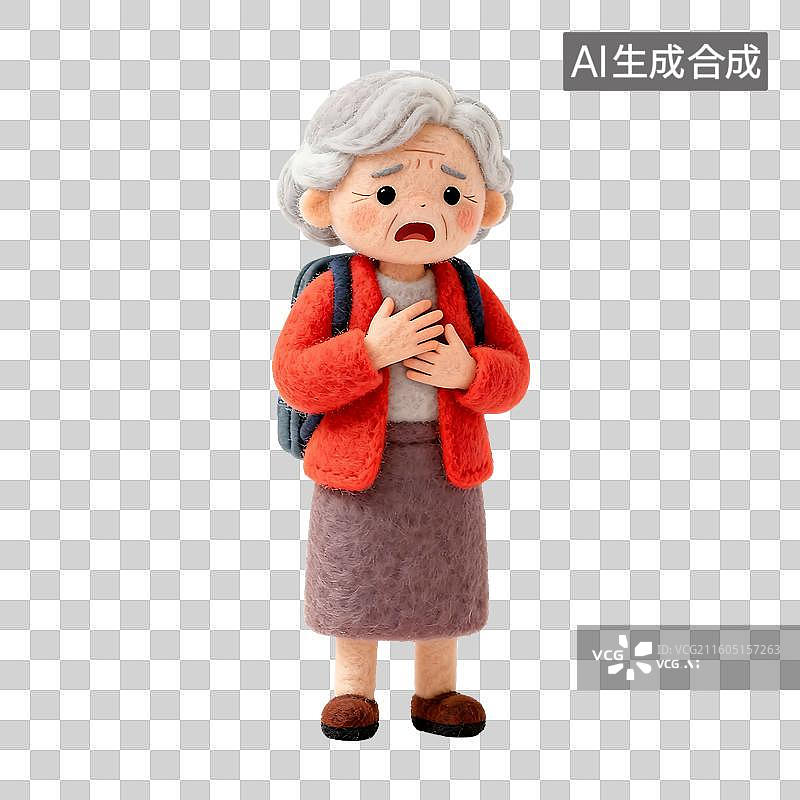 【AI数字艺术】3D温暖羊毛毡质感老年人旅游元素图片素材