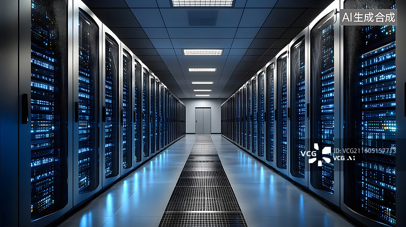 【AI数字艺术】数据机房数据中心AI云存储服务器图片素材