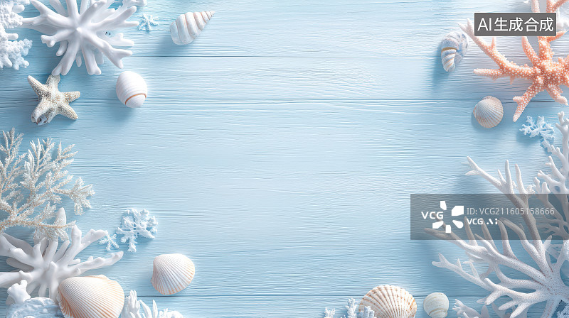 【AI数字艺术】海洋生物标本装饰边框图​​图片素材