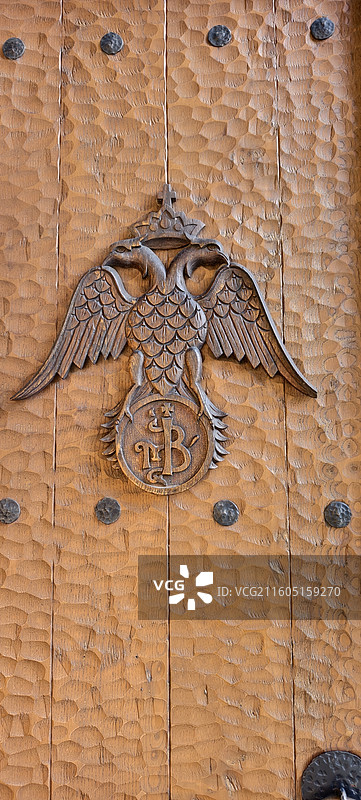 希腊天空之城～梅黛奥拉-瓦尔拉姆修道院，海拔约551米，以精美壁画和圣经手抄本闻名图片素材