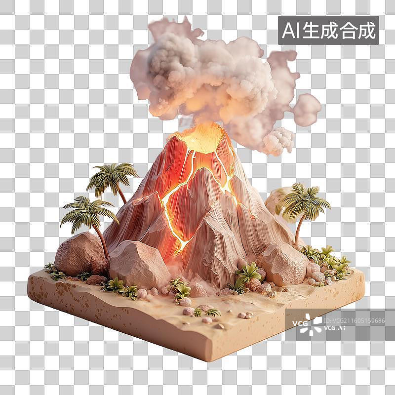 【AI数字艺术】黏土火山景观图片素材