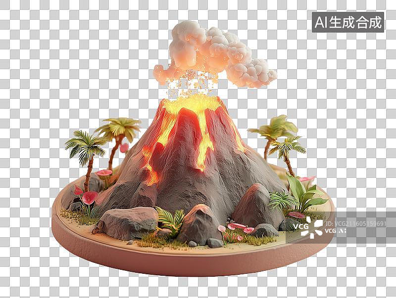【AI数字艺术】黏土火山景观图片素材