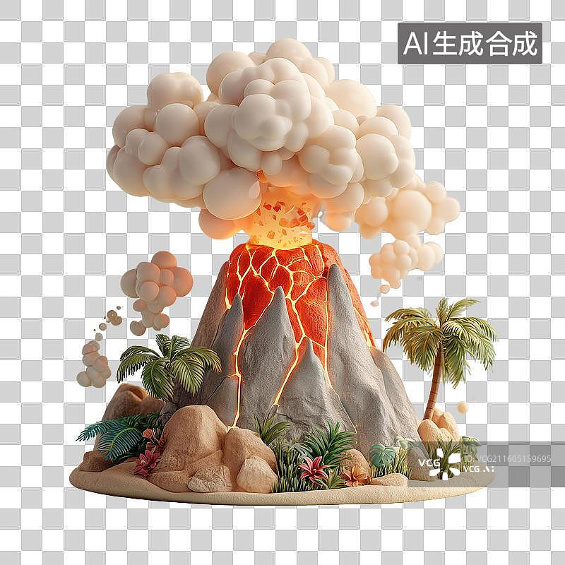 【AI数字艺术】黏土火山景观图片素材