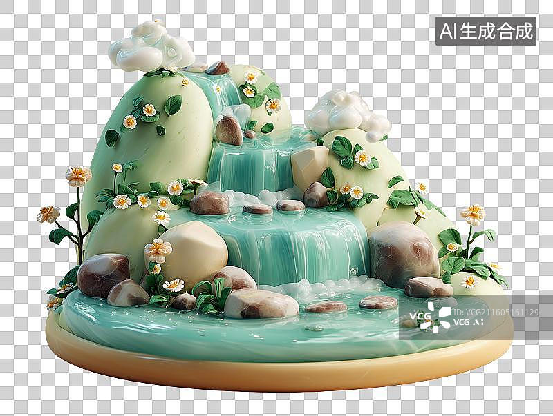 【AI数字艺术】黏土瀑布景观图片素材