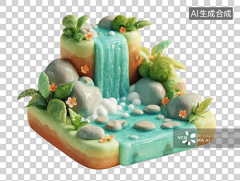 【AI数字艺术】黏土瀑布景观图片素材