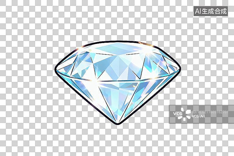 【AI数字艺术】卡通风格，一颗闪亮的大钻石PNG格式的免扣元素图片素材