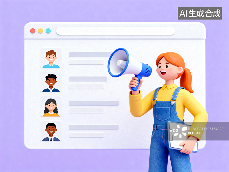 【AI数字艺术】拿着喇叭招人的面试官图片素材
